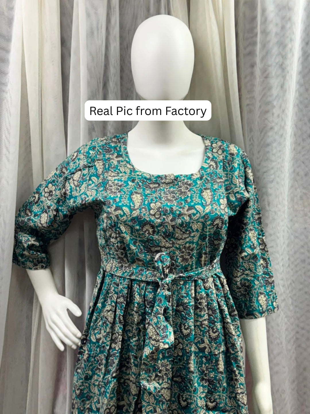 Green Grey Forrest - Maternity Dress with Feeding Zips - Pure Cotton