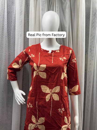 Red Motif Flower - Cord Set - Pure Cotton
