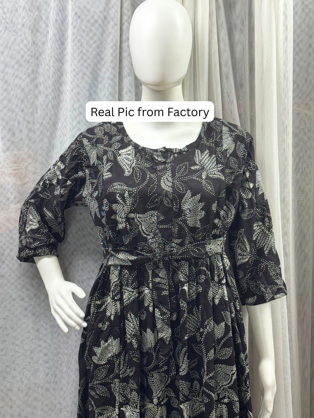 Black Lotus - Maternity Dress with Feeding Zips - Soft Rayon