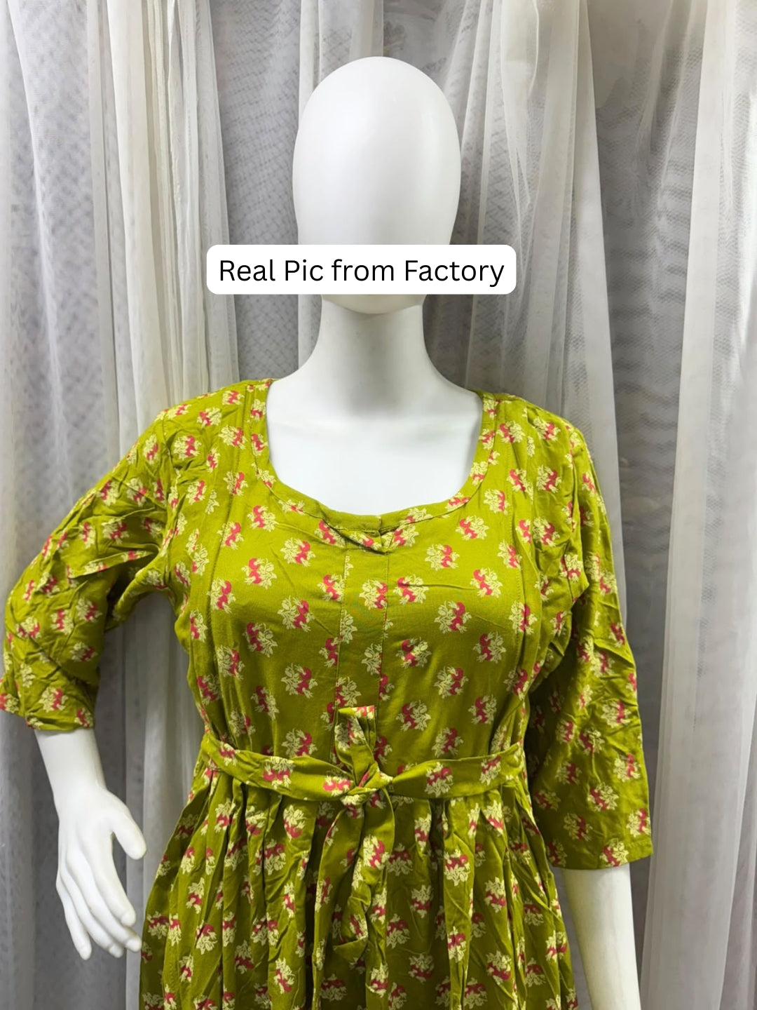 Curly Rose - Lemon - Maternity Dress with Feeding Zips - Soft Rayon