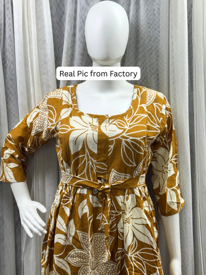 Lily Yellow - Maternity Dress with Feeding Zips - Soft Rayon