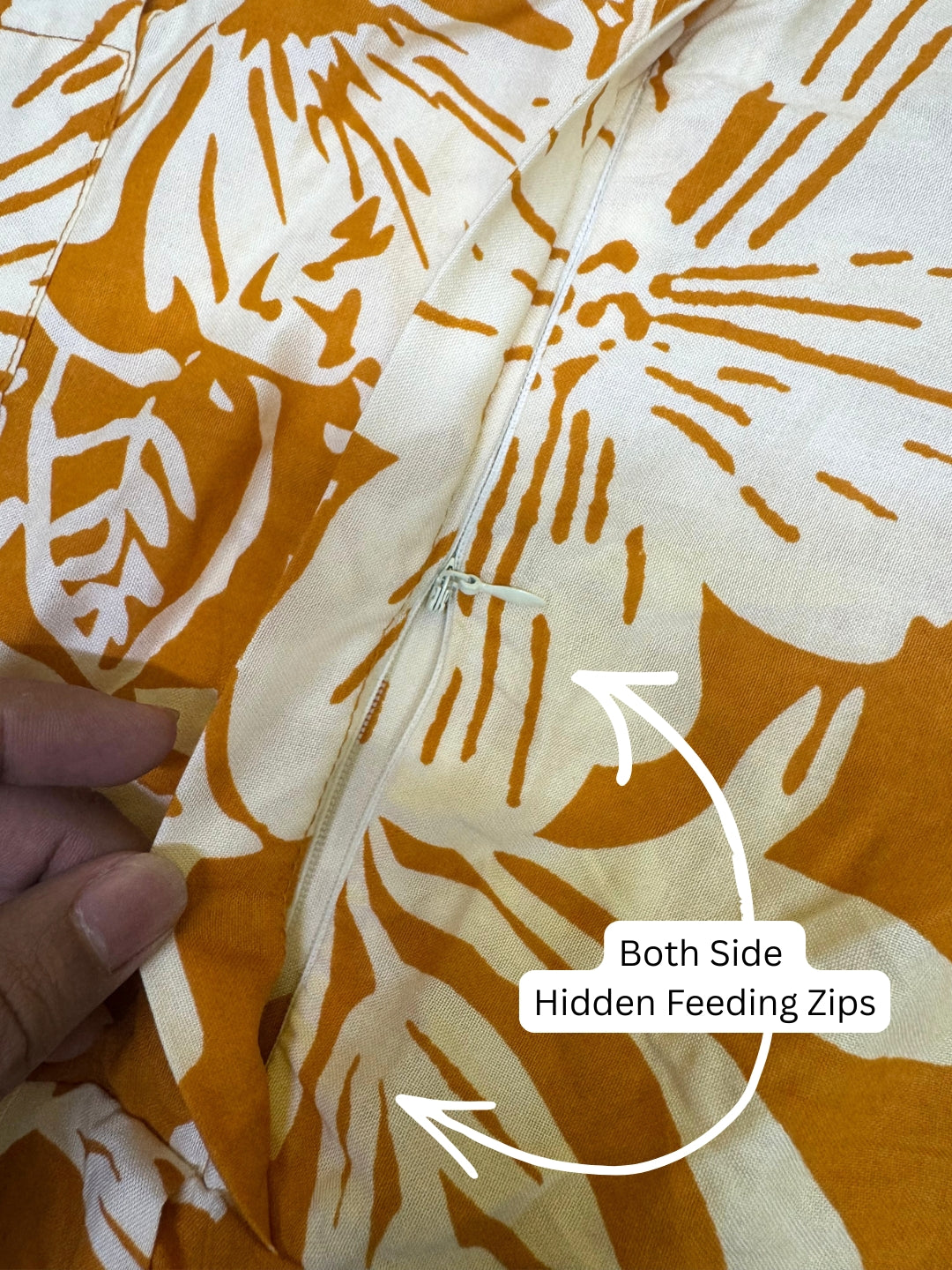 Hibiscus - Yellow White - Maternity Kurti with Feeding Zips - Soft Rayon