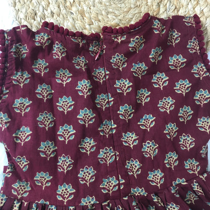 Baby Frock - Maroon Wine Flower