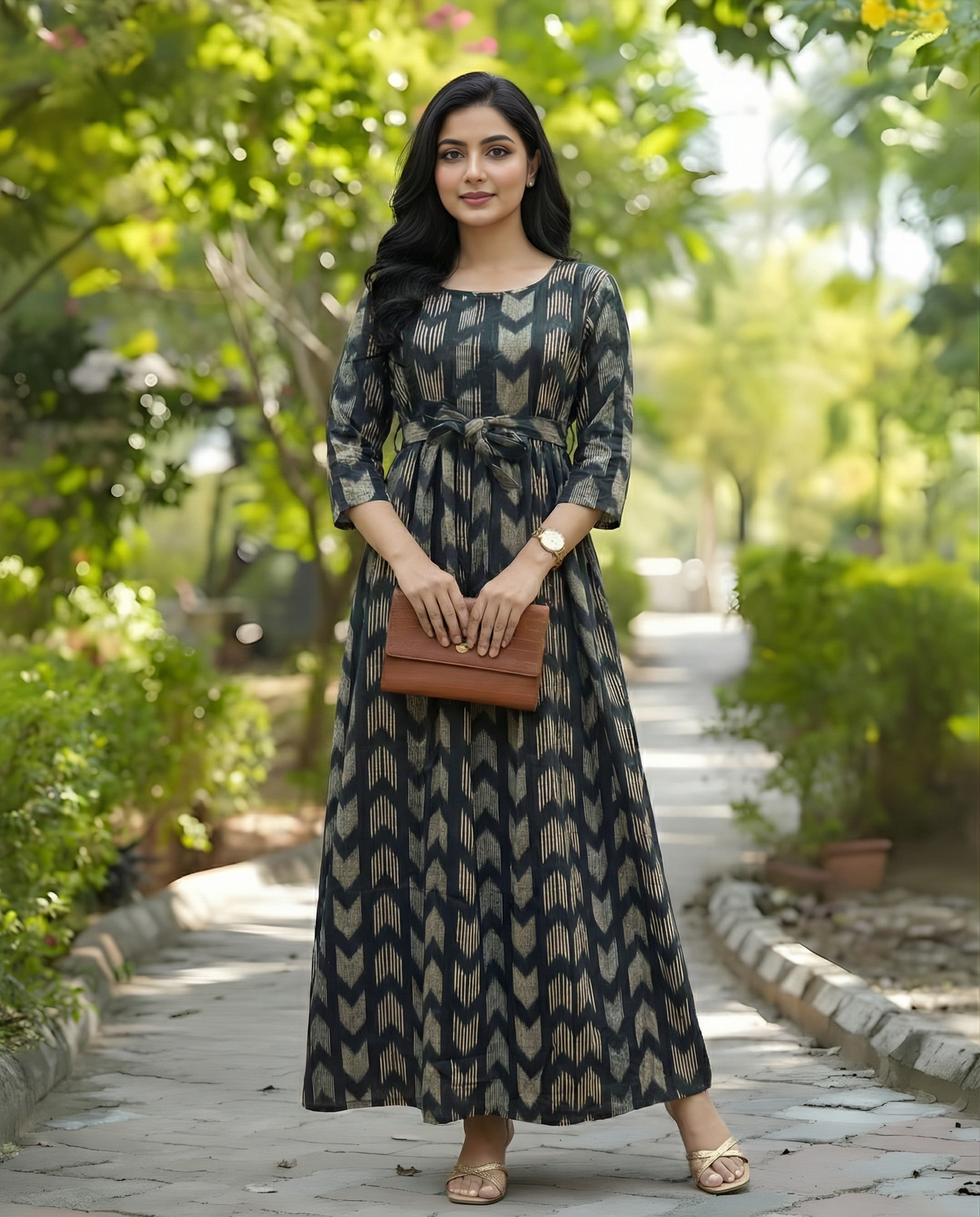 Arrow Print - Peacock Blue - Maternity Kurti with Feeding Zips - Cotton Flex - Thicker Fabric