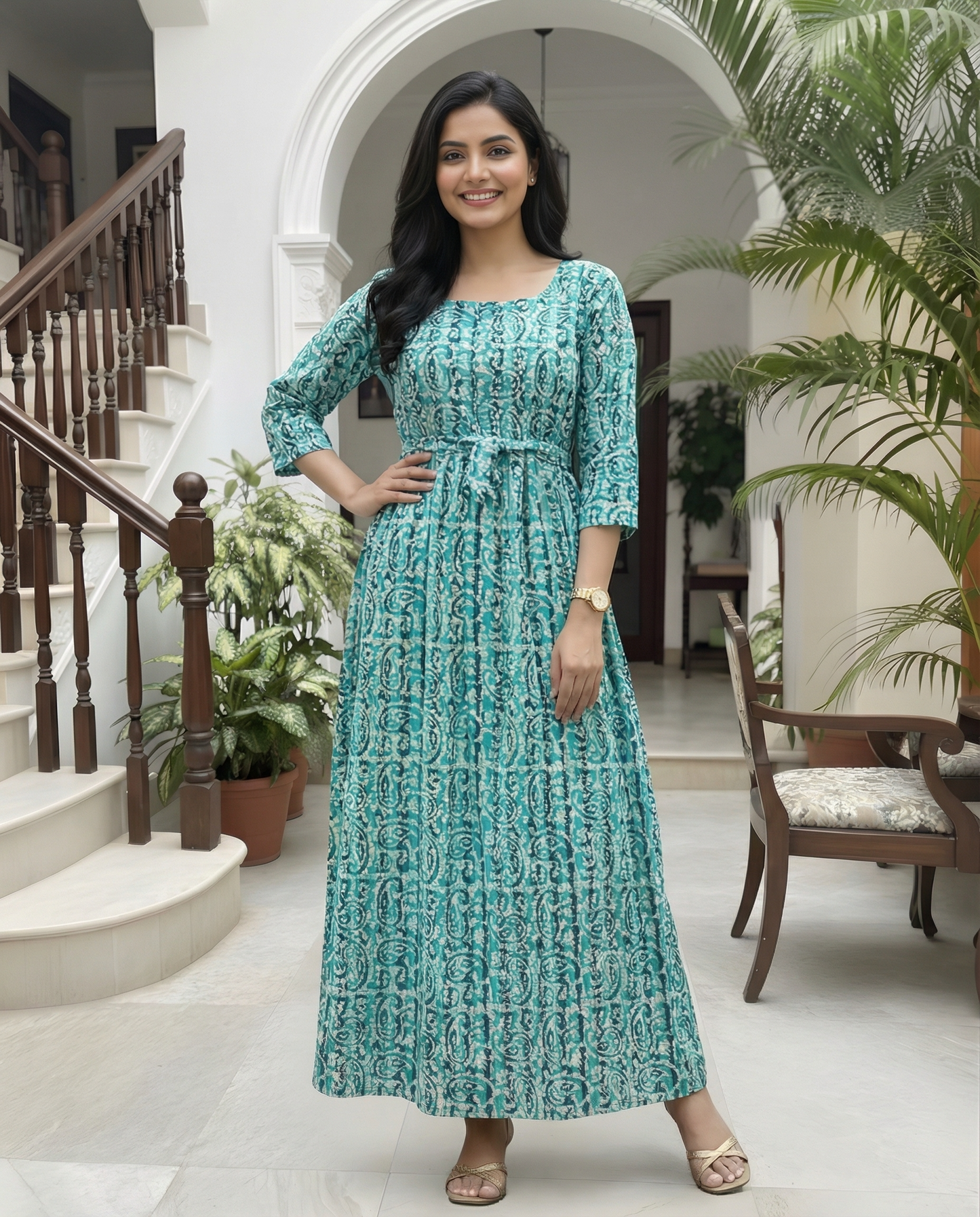 Firozi Keri - Maternity Kurti with Feeding Zips - Cotton Flex - Thicker Fabric