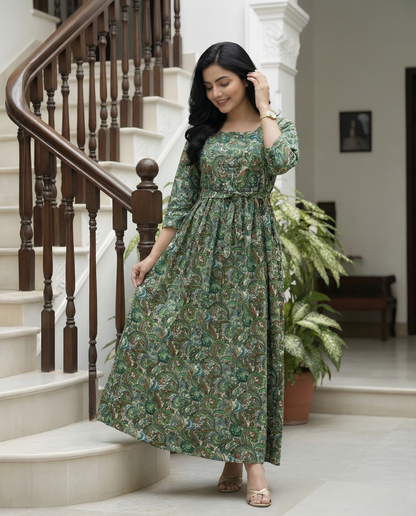 Keri - Sea Green - Maternity Kurti with Feeding Zips - Cotton Flex - Thicker Fabric