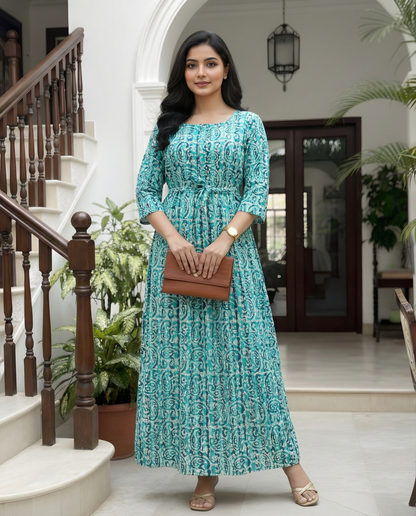 Firozi Keri - Maternity Kurti with Feeding Zips - Cotton Flex - Thicker Fabric