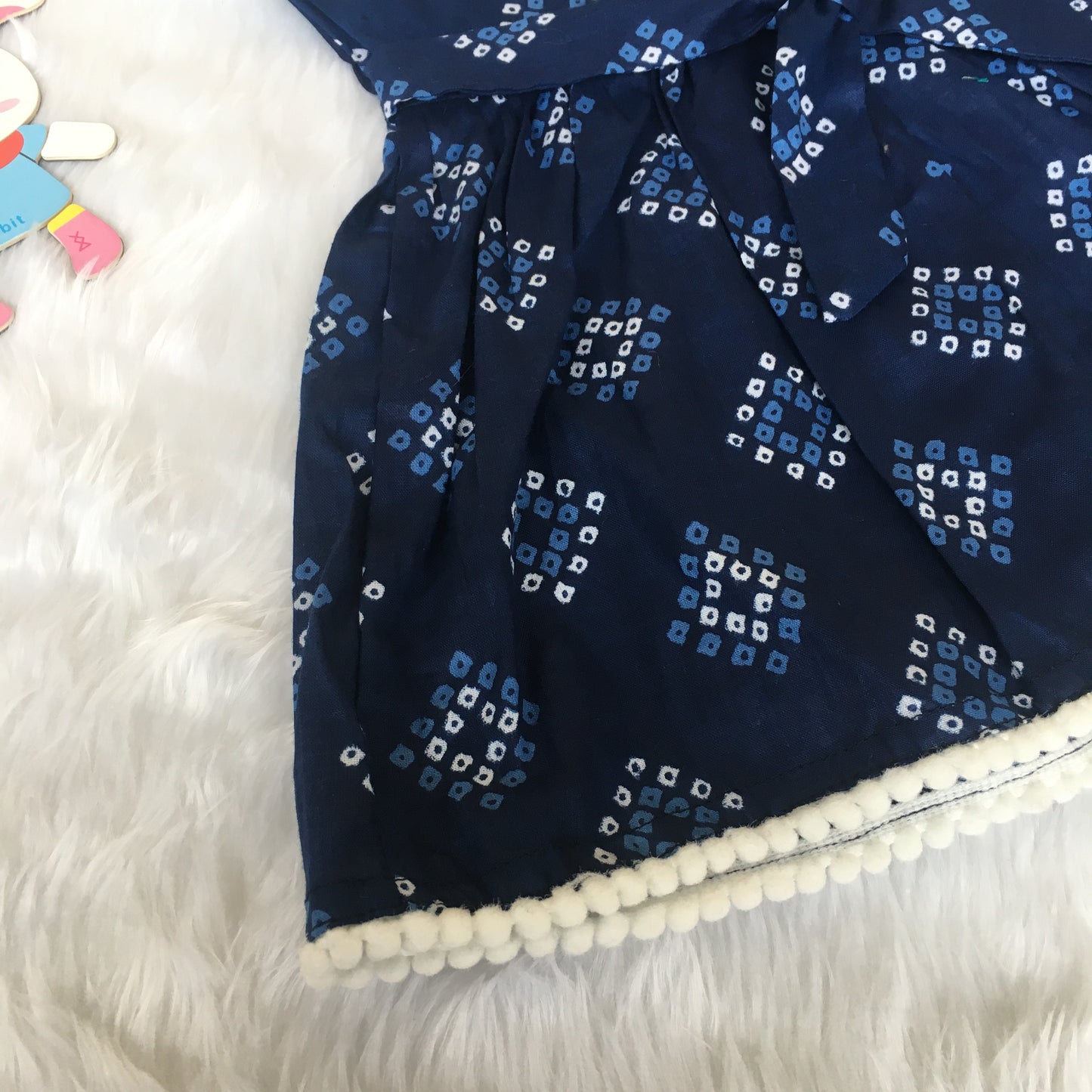 Baby Frock - Blue Square Bandhani