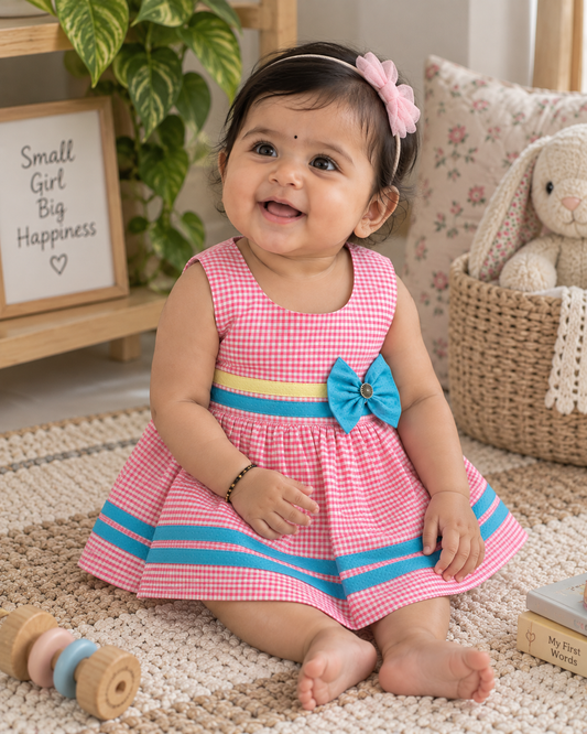 Baby Frock - 1214 - Baby Pink
