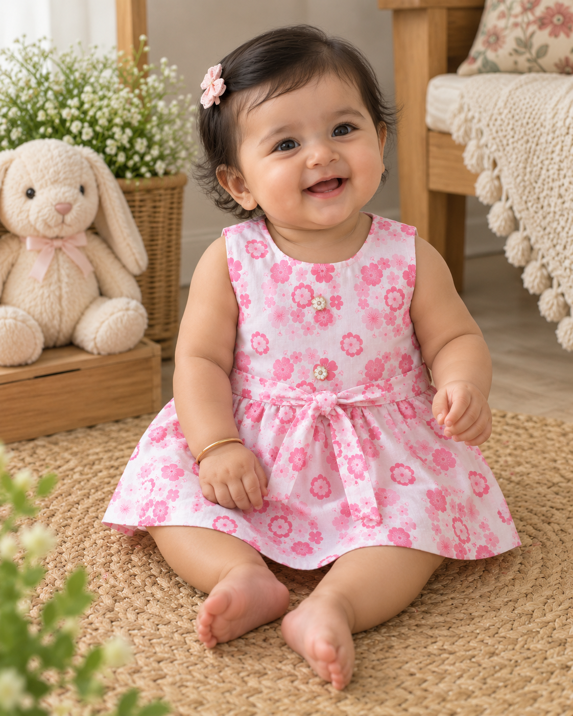 Baby Frock - 1620 - Baby Pink