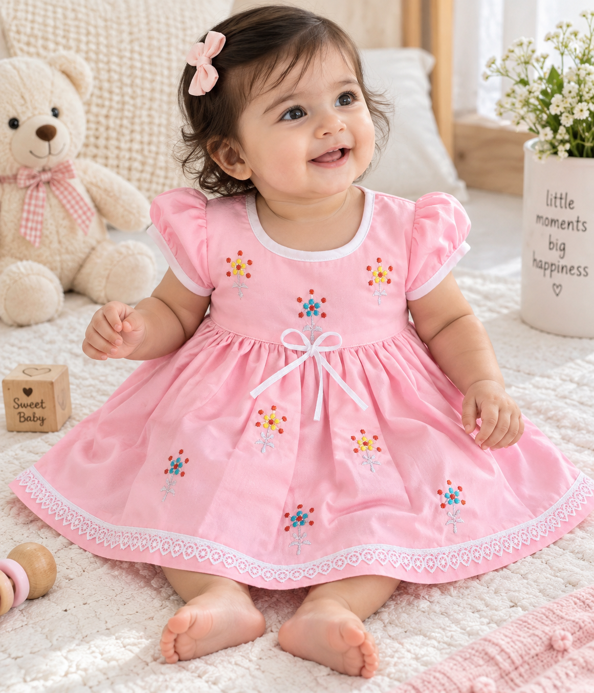 Baby Frock - A801 - Baby Pink