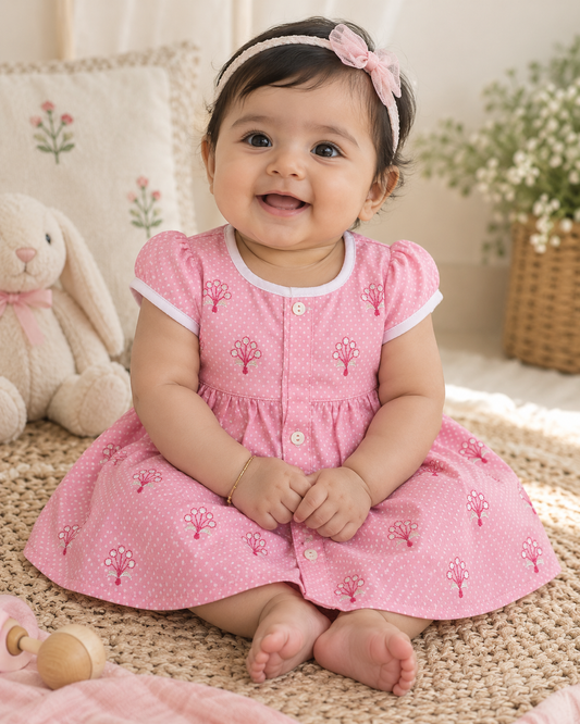 Baby Frock - A816 - Baby Pink