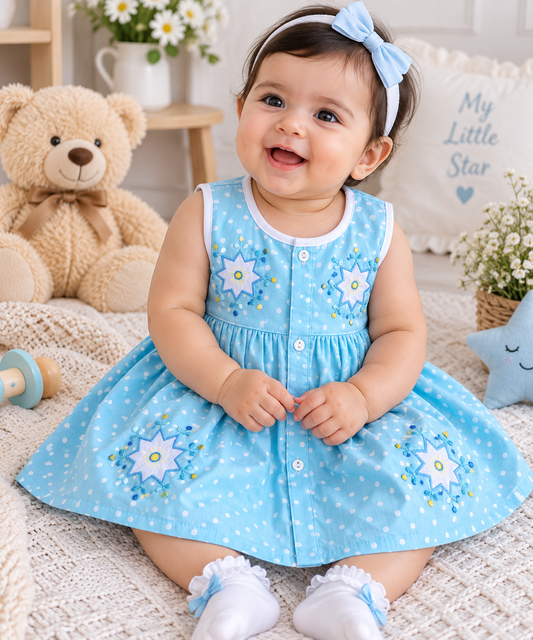 Baby Frock - Dno 816 - Sky Blue