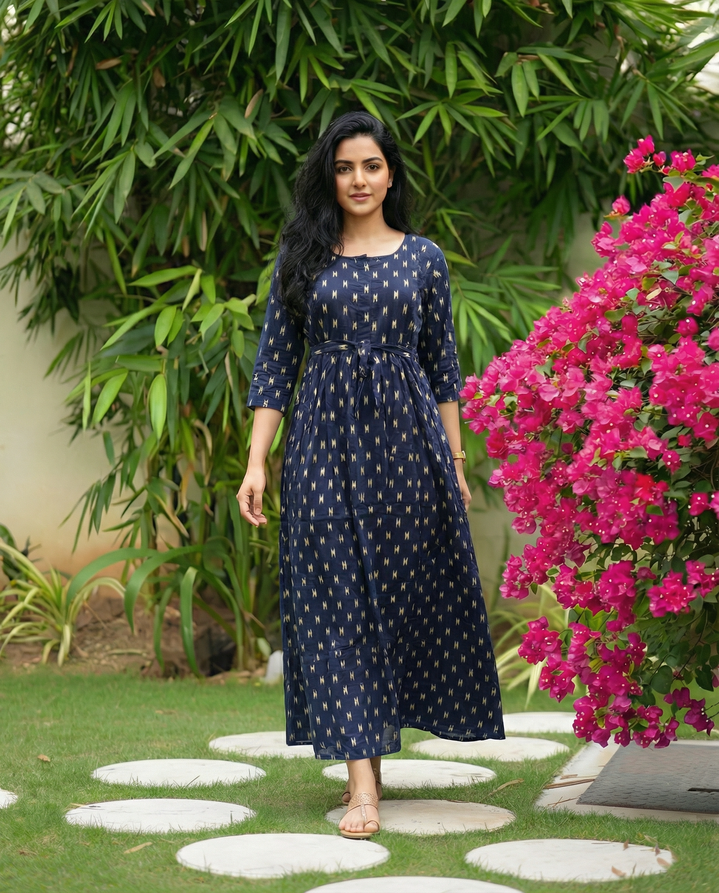 Blue Fine - Maternity Kurti with Feeding Zips - Soft Rayon