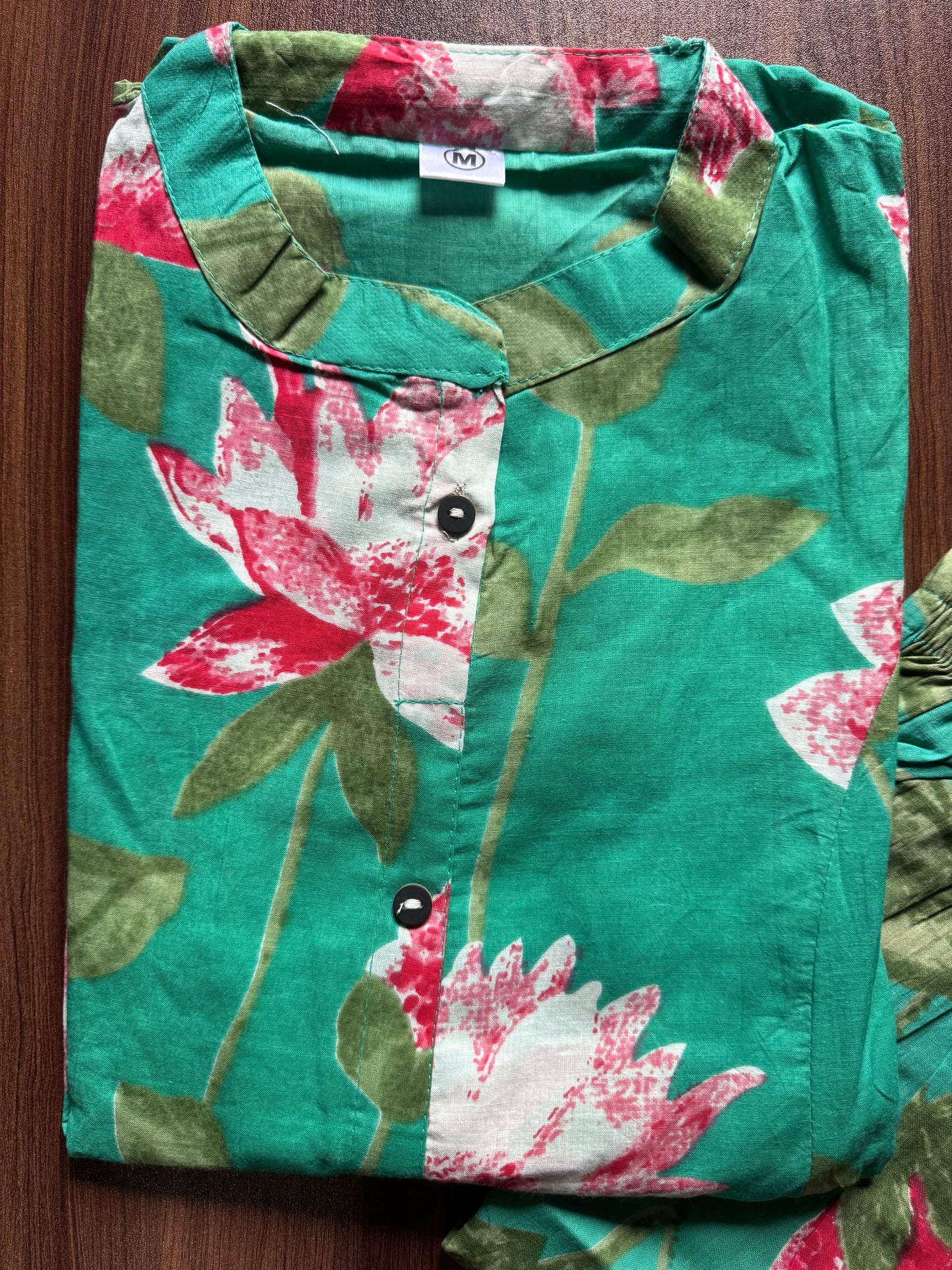 Knee Length - Green Lotus - Cord Sets - Pure Cotton