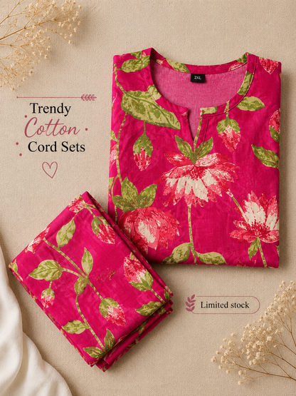 Lotus Cherry - Cord Set - Pure Cotton