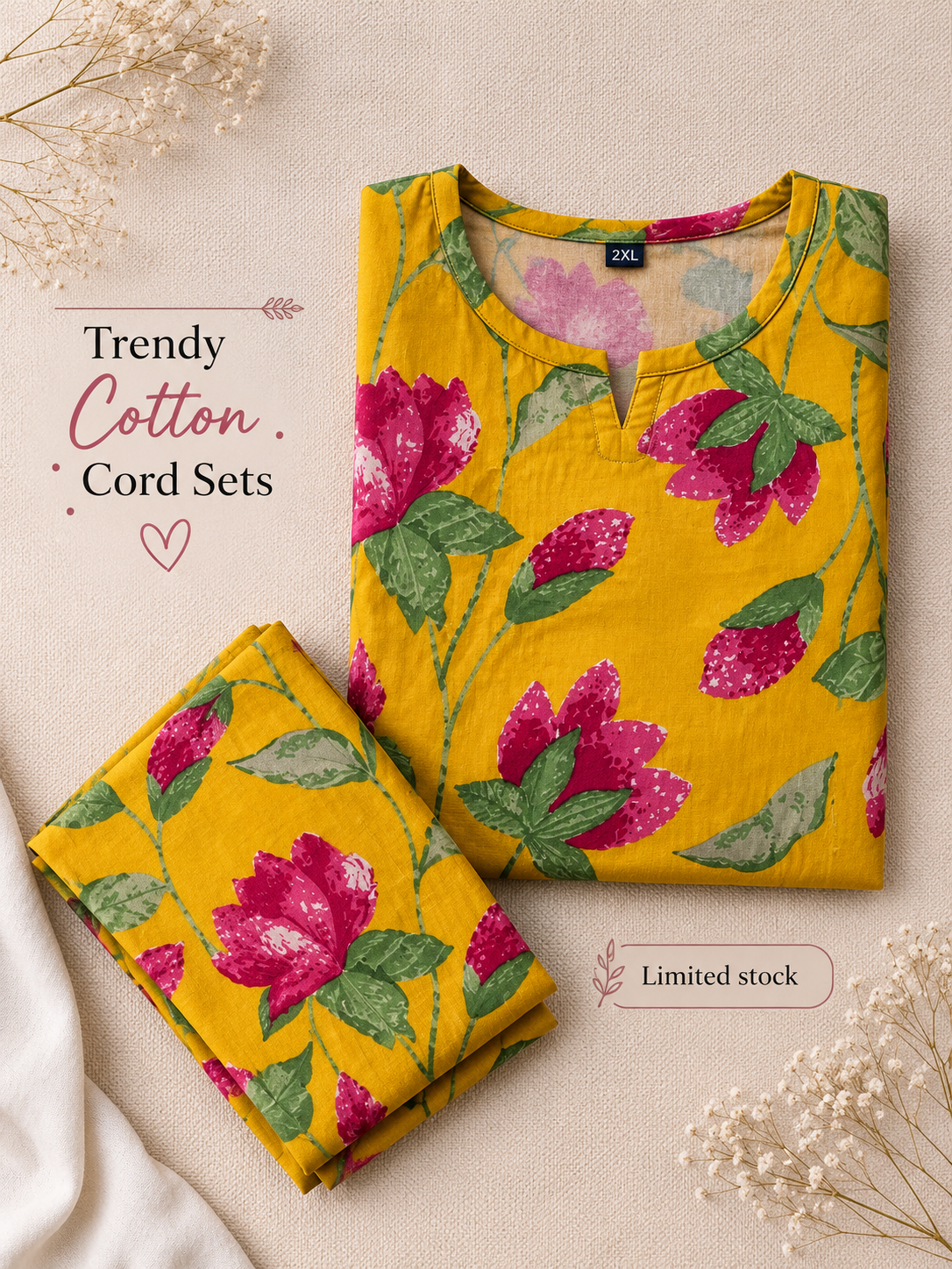 Lotus Yellow - Cord Set - Pure Cotton