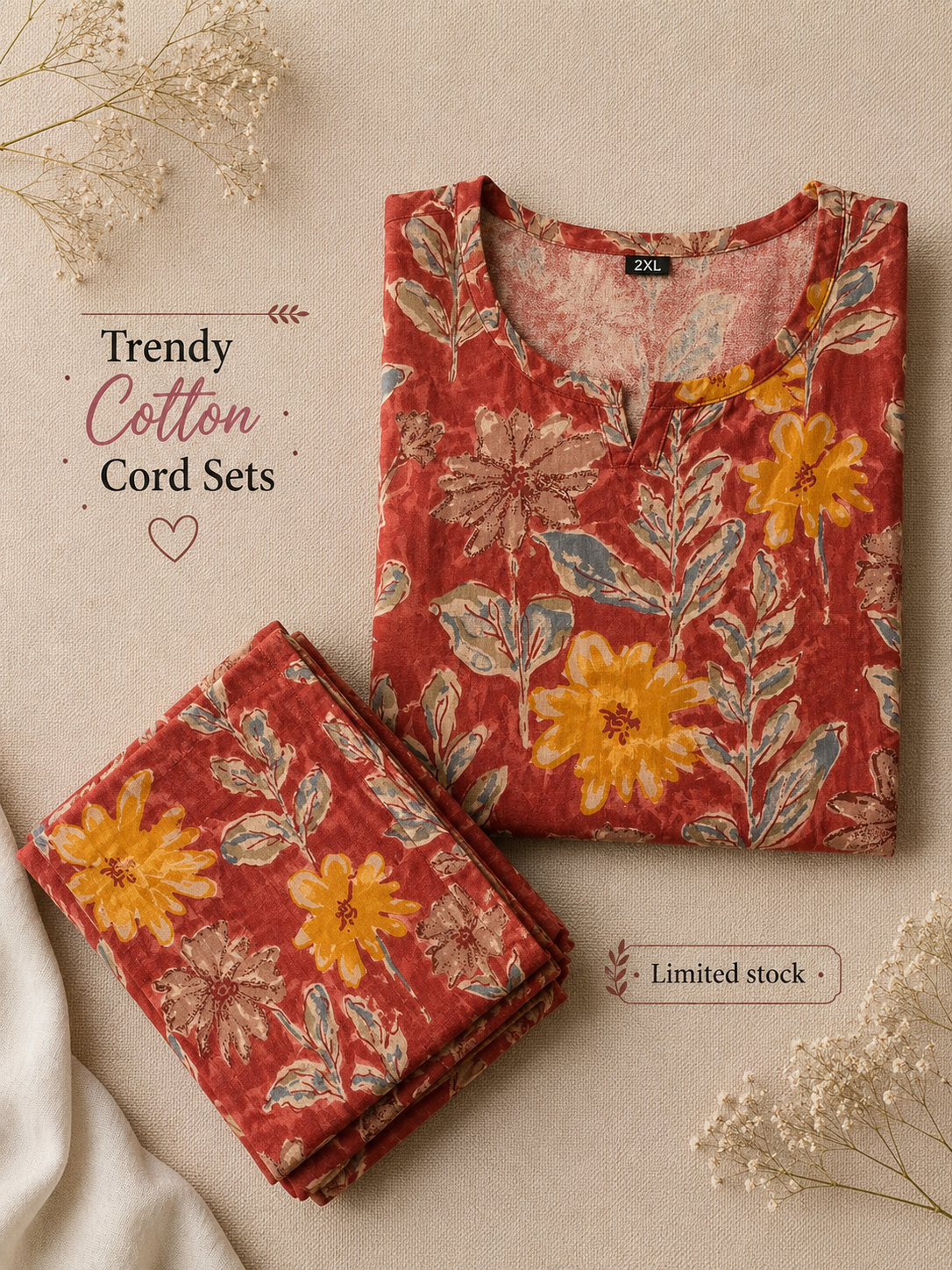 Orange Sunflower - Cord Set - Pure Cotton