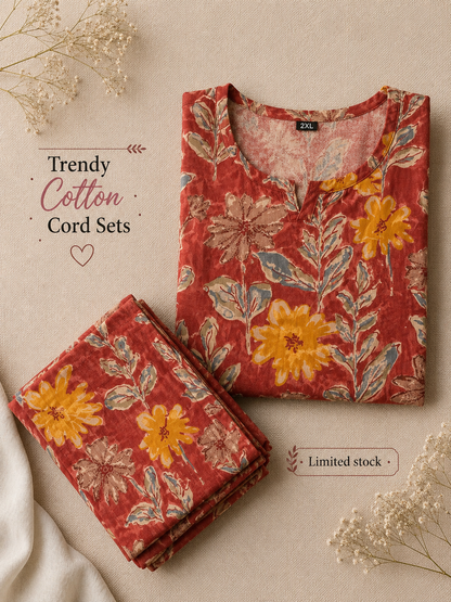 Orange Sunflower - Cord Set - Pure Cotton