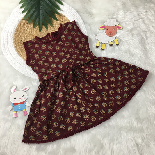 Baby Frock - Maroon Wine Flower