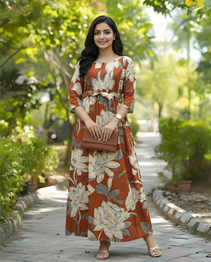 Dessert Cream Rose - Maternity Kurti with Feeding Zips - Soft Rayon