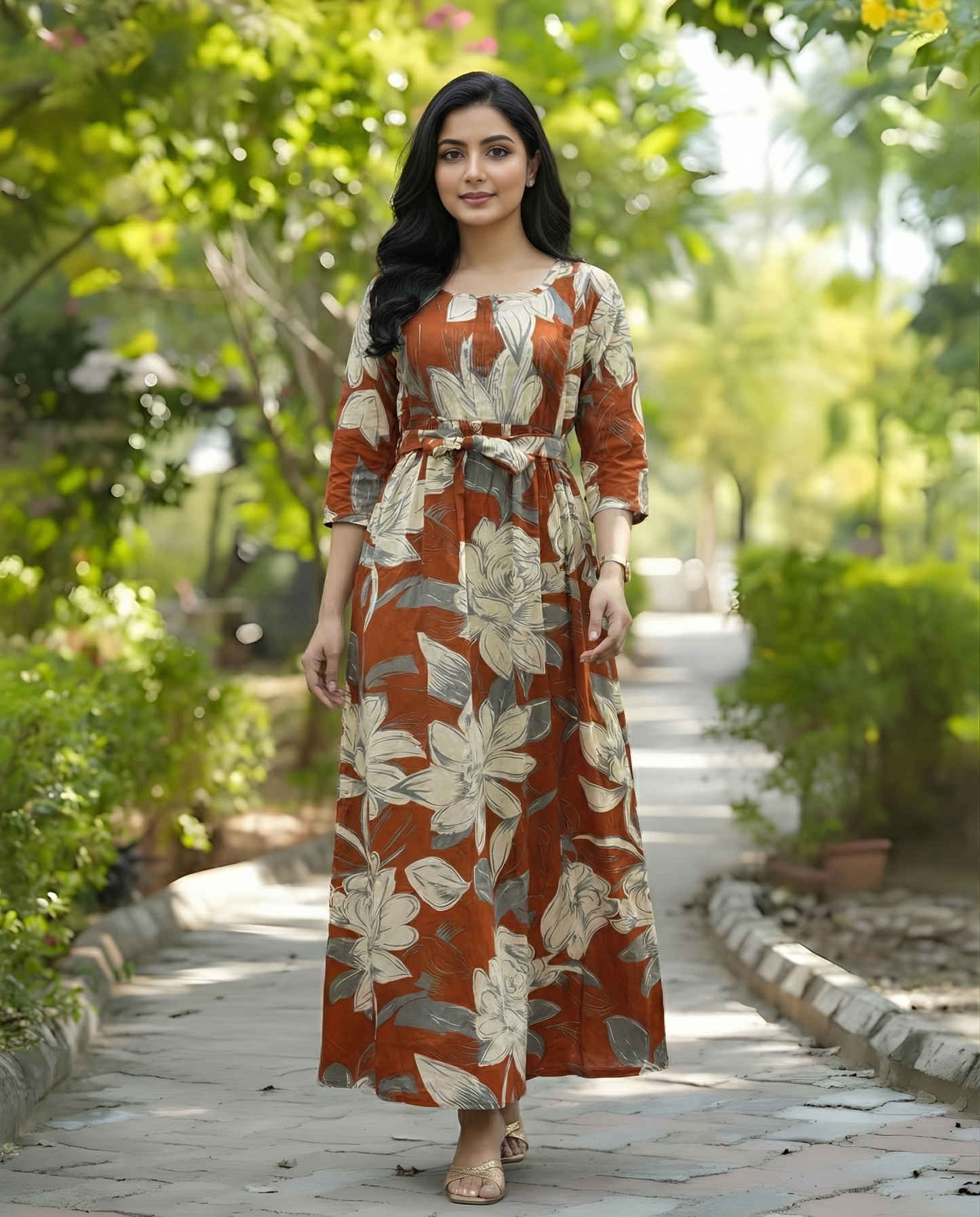Dessert Cream Rose - Maternity Kurti with Feeding Zips - Soft Rayon