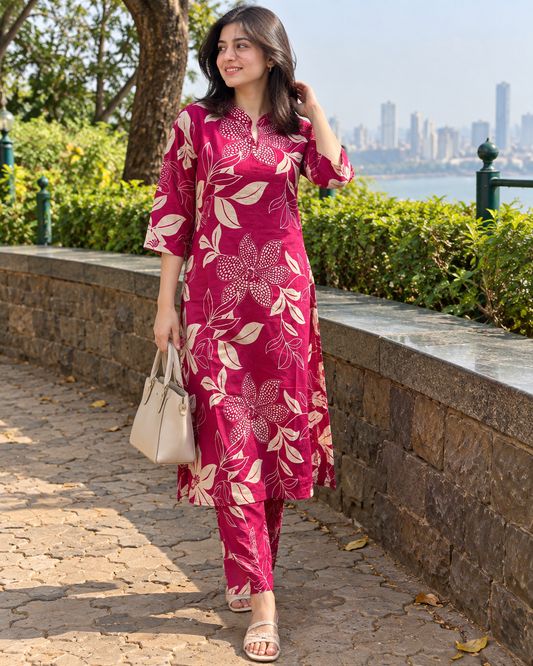 Knee Length - Lily Pink - Cord Set - Pure Cotton