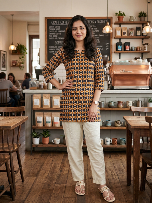 Blue Orange Honey - Cord Set - White Pant - Pure Cotton