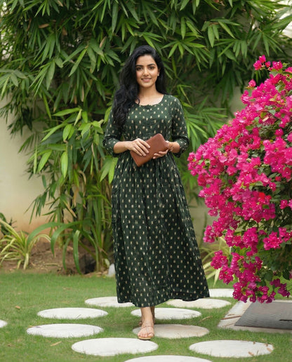 Green Fine - Maternity Kurti with Feeding Zips - Soft Rayon