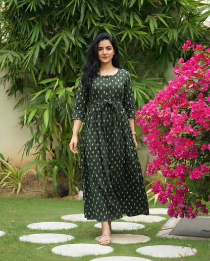 Green Fine - Maternity Kurti with Feeding Zips - Soft Rayon