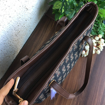 Black Ajrakh - Printed Tote Bag