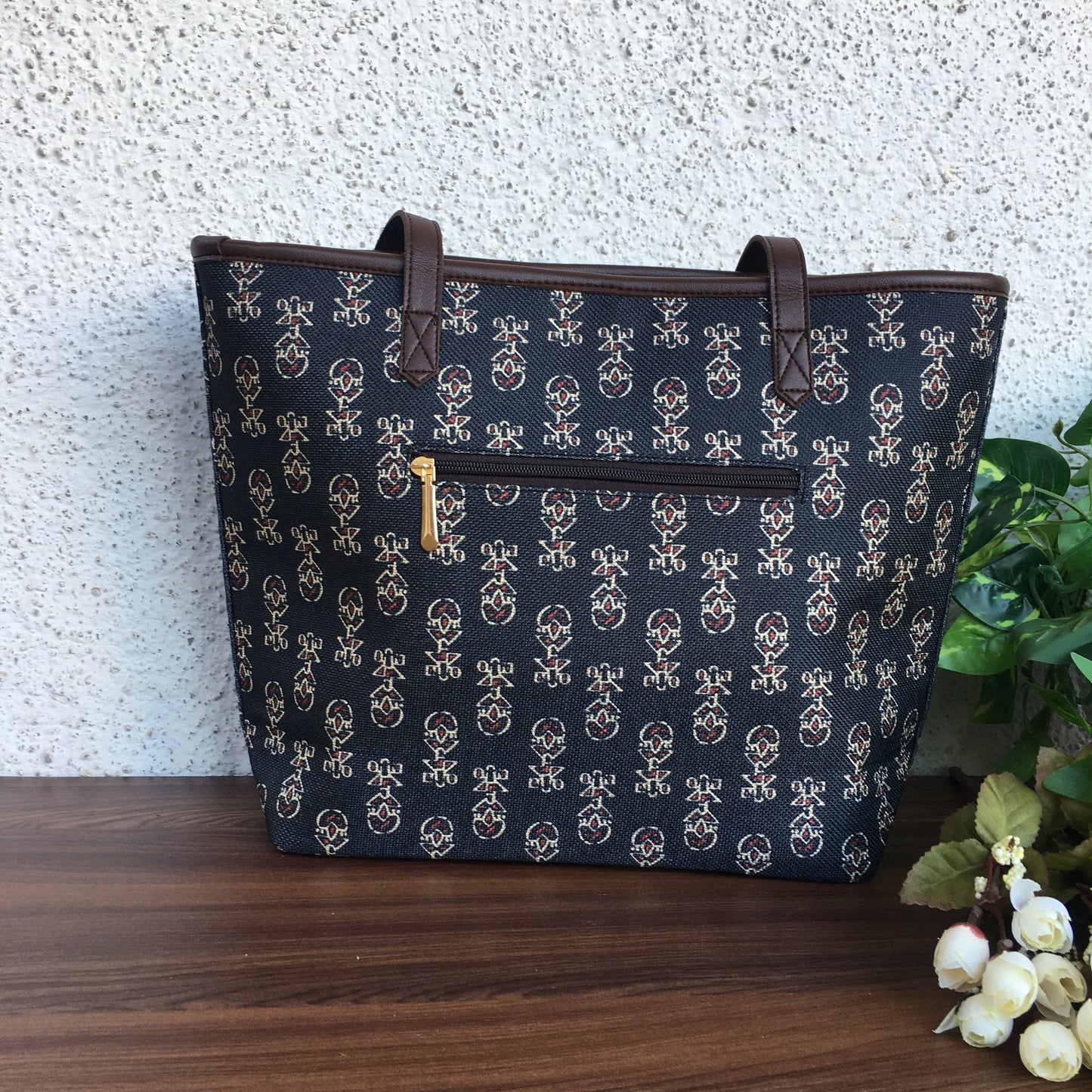 Black Ajrakh - Printed Tote Bag