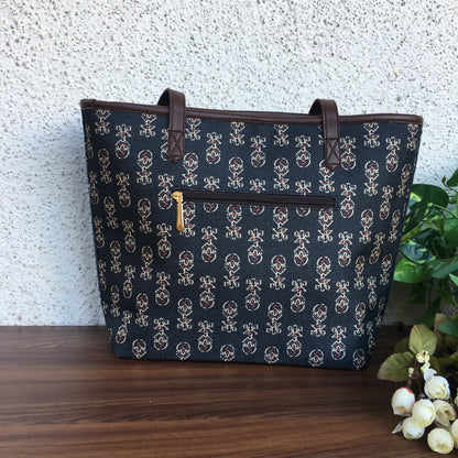 Black Ajrakh - Printed Tote Bag