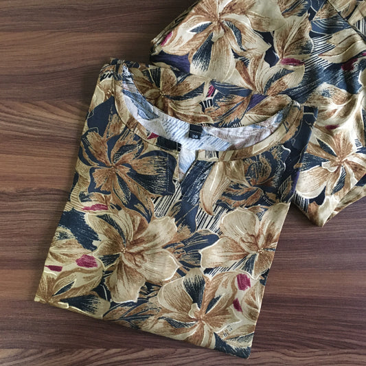 Cord Set - Hibiscus Black Gold - Soft Rayon