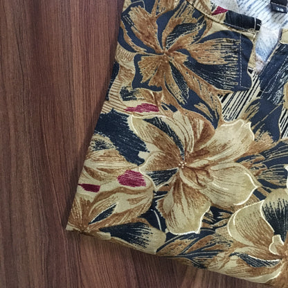 Cord Set - Hibiscus Black Gold - Soft Rayon