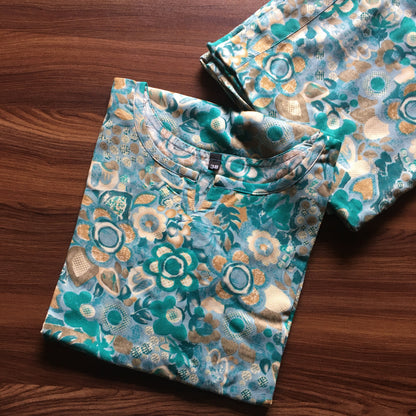 Sea Green White - Cord Set - Soft Rayon