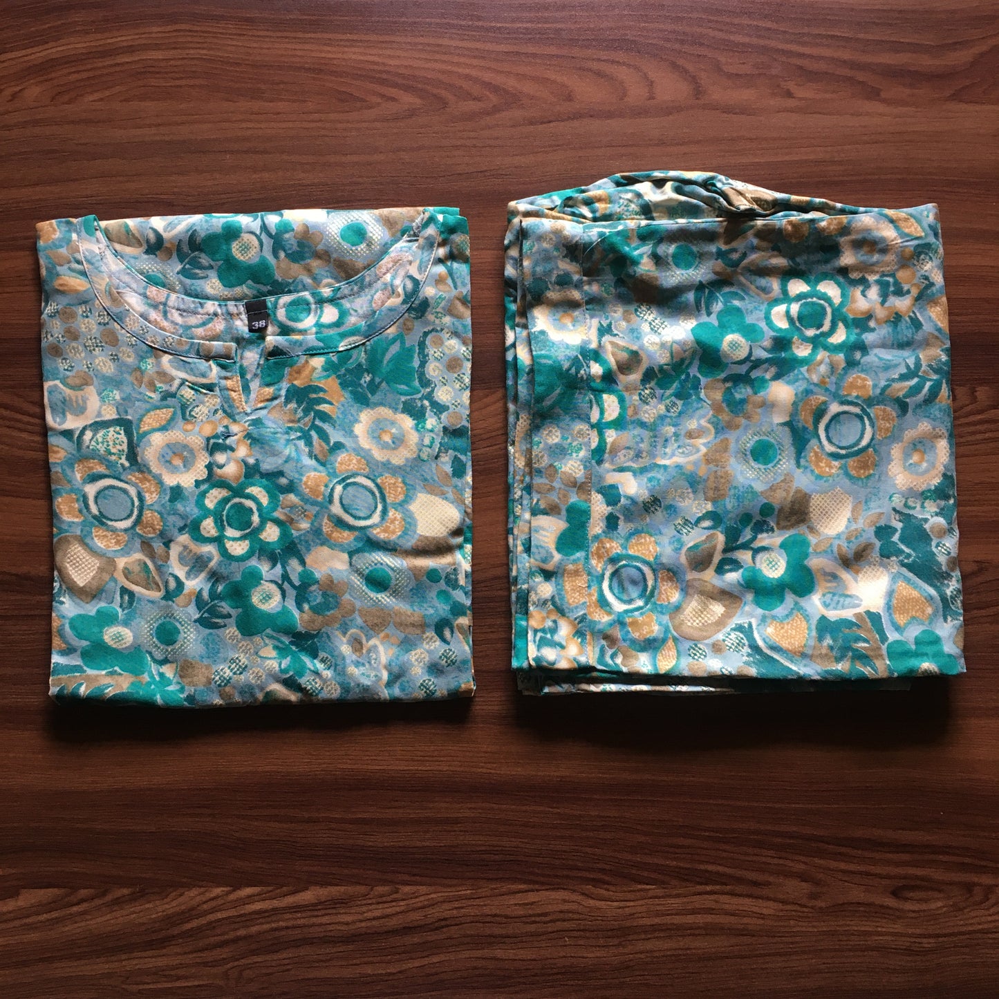 Sea Green White - Cord Set - Soft Rayon