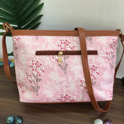 Minsk - 3 zip- Big size - Sling Bag - Baby Pink Flower