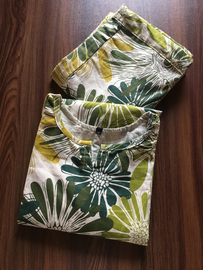 Green Yellow - Sunflower - Cord Set - Pure Cotton