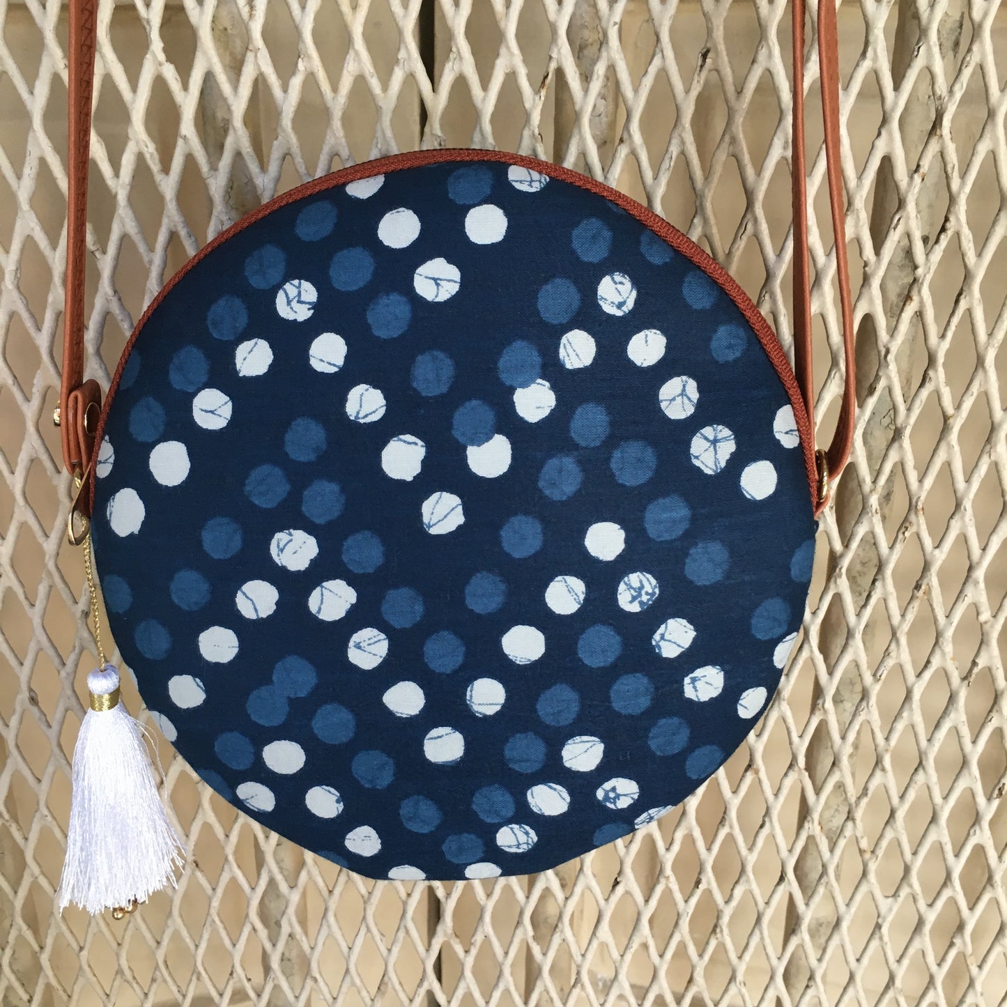 Peacock Blue Polka Print - Round sling - small size