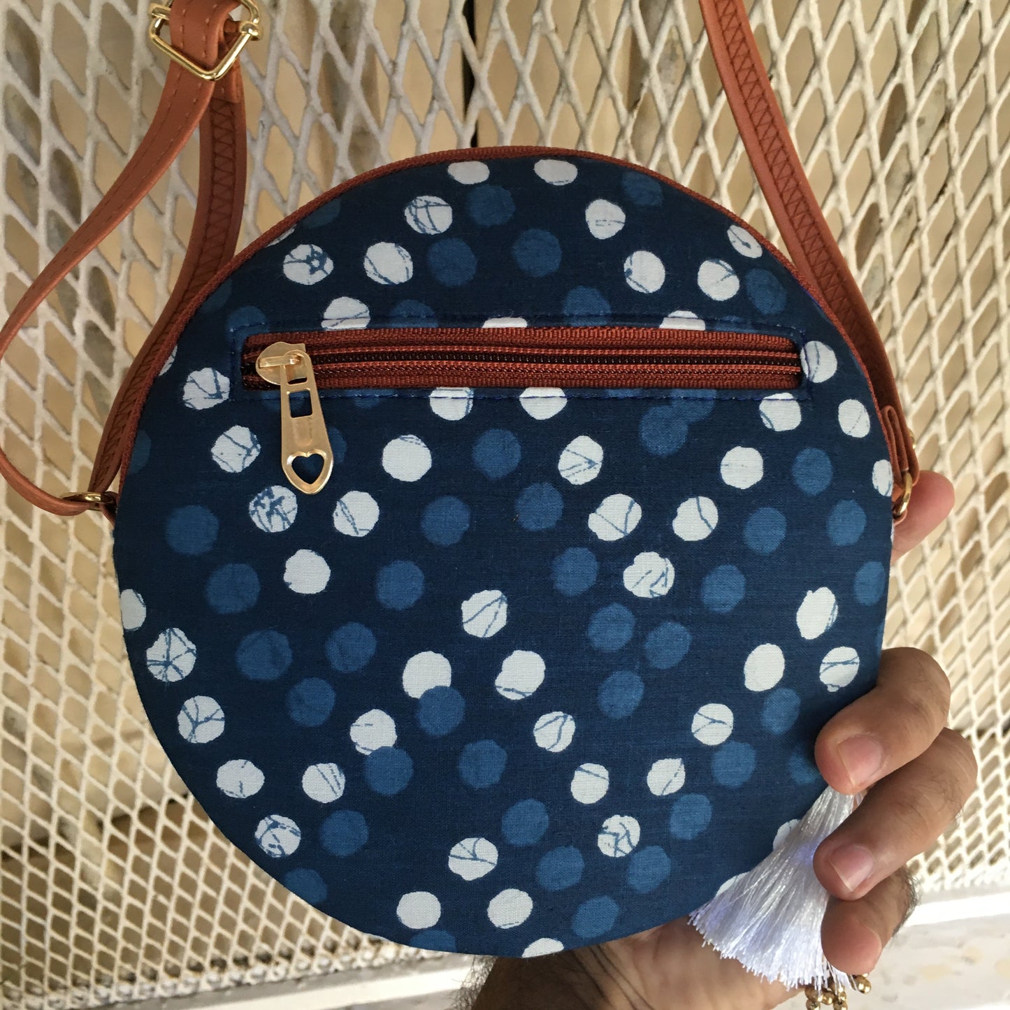 Peacock Blue Polka Print - Round sling - small size