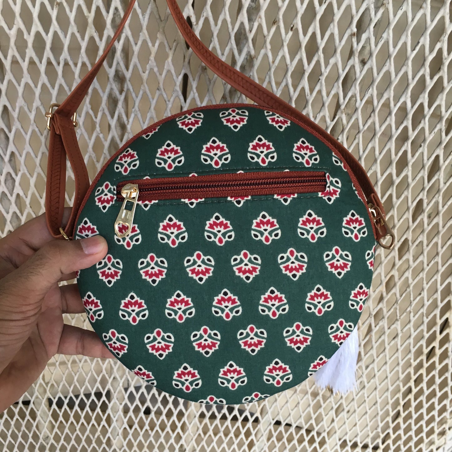 Green Red Flower - Round sling - small size