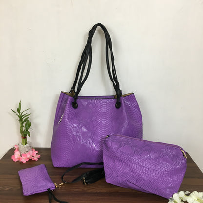 Big Size 3 pcs  Combo Bag - Purple