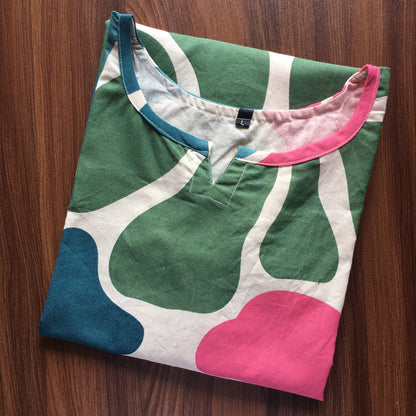 BIg Sunflower - Blue Green Pink - Cord Set - Pure Cotton