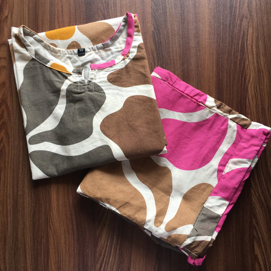 BIg Sunflower - Brown Pink - Cord Set - Pure Cotton