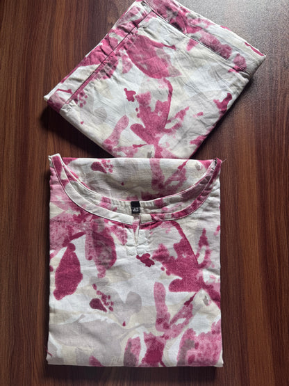 Purple White Petals - Cord Sets - Pure Cotton