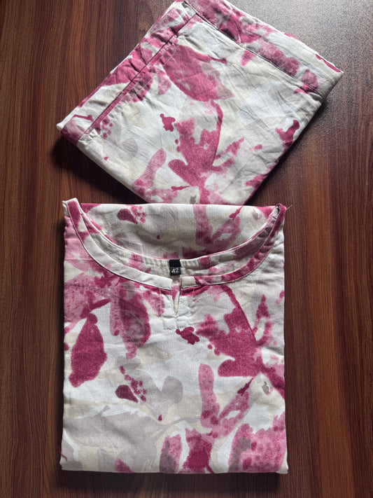 Purple White Petals - Cord Sets - Pure Cotton