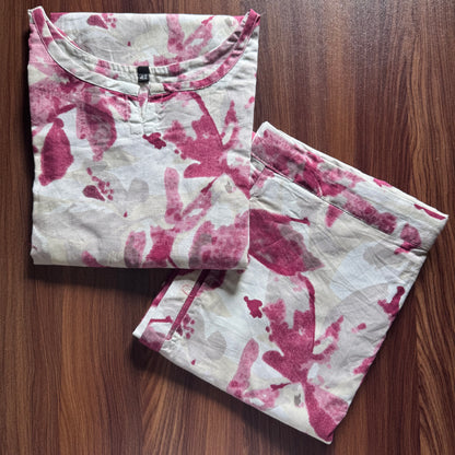 Purple White Petals - Cord Sets - Pure Cotton