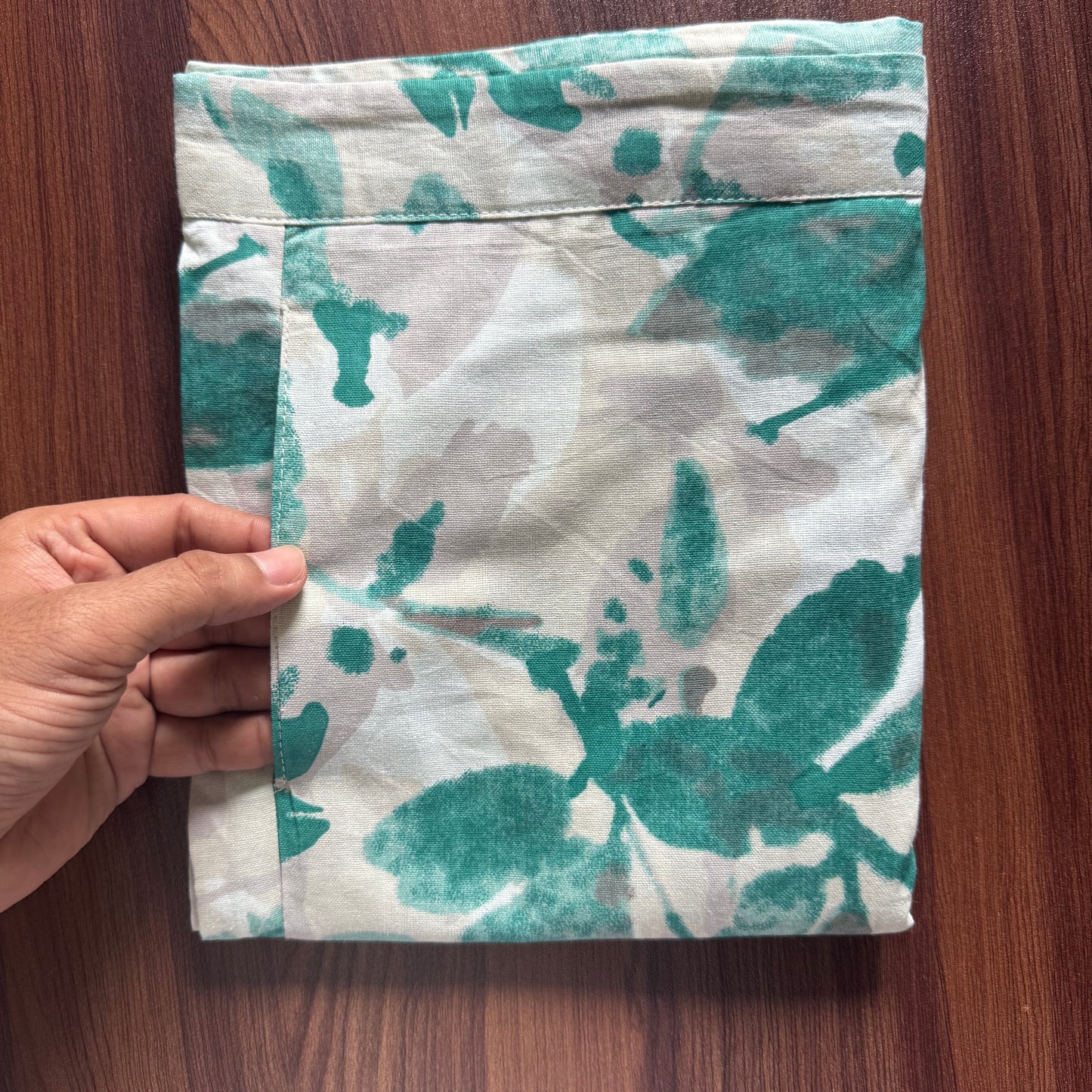 Sea Green White Petals - Cord Sets - Pure Cotton