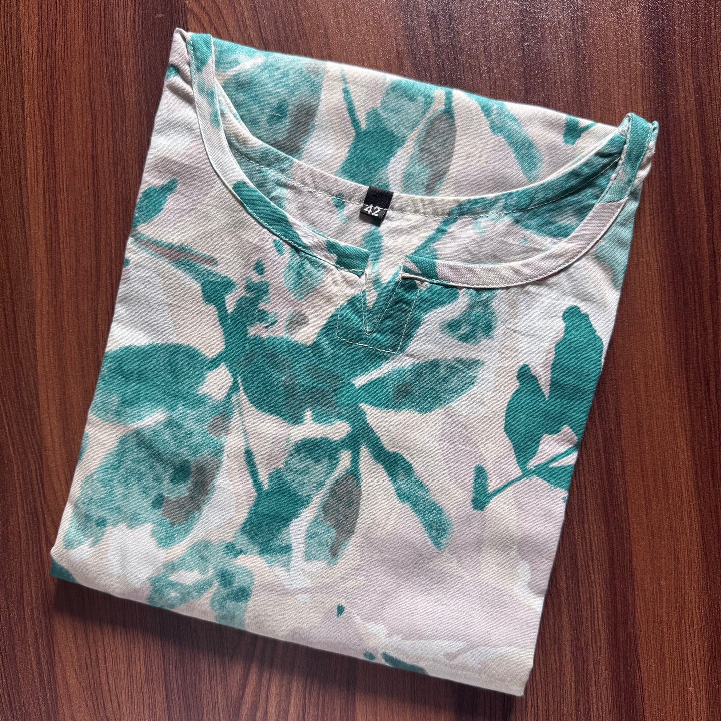 Sea Green White Petals - Cord Sets - Pure Cotton